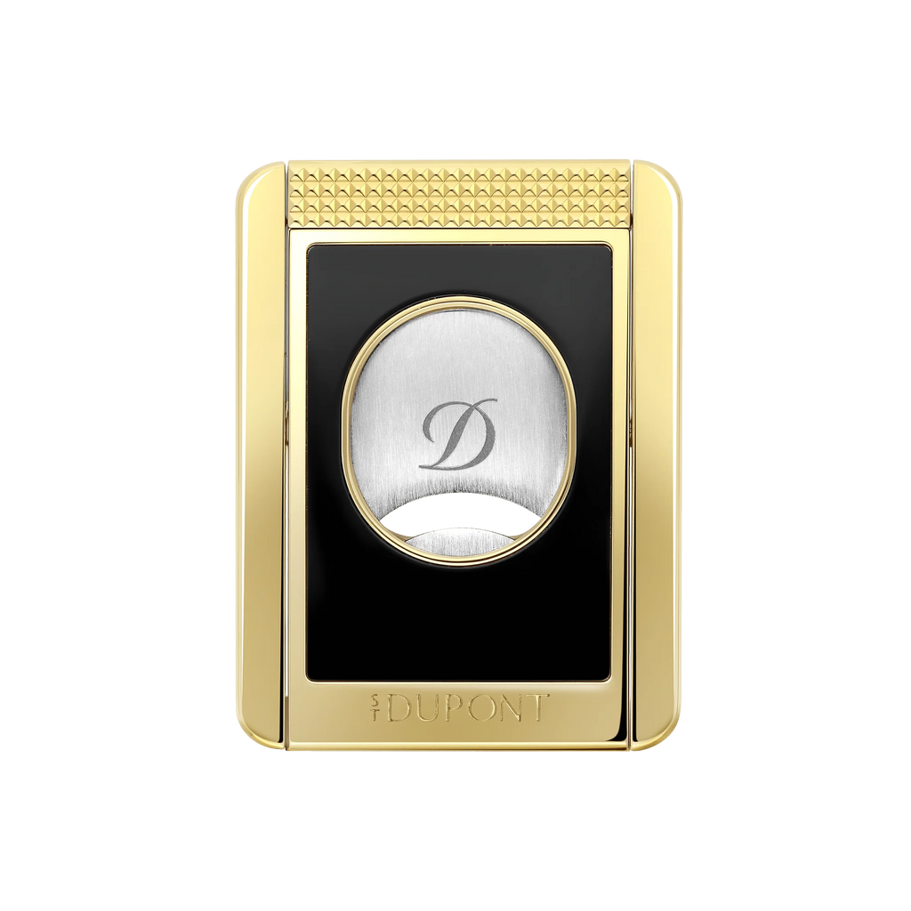 S.T. DUPONT Cigar Cutter/Coupe Cigare Chrome Yellow Gold & Black Lacquer 003553