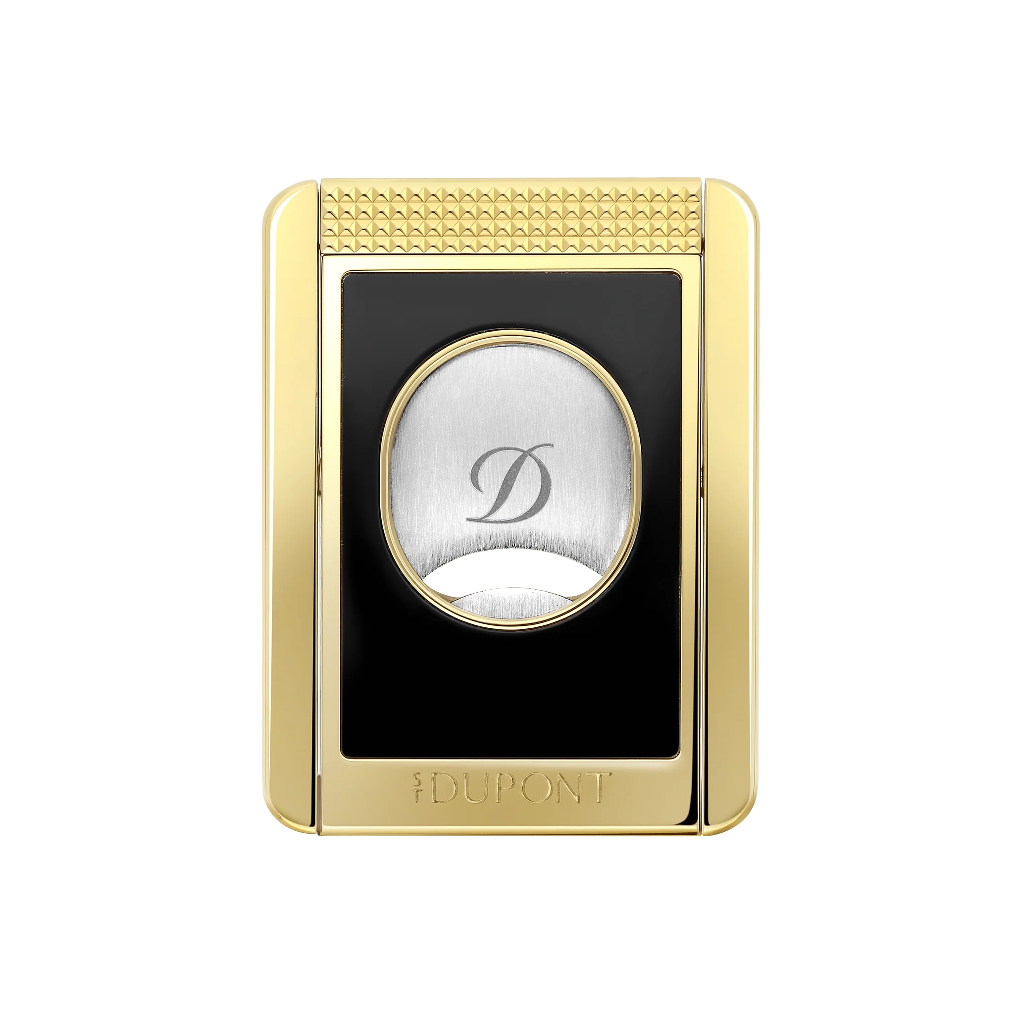 S.T. DUPONT Cigar Cutter/Coupe Cigare Chrome Yellow Gold & Black Lacquer 003553