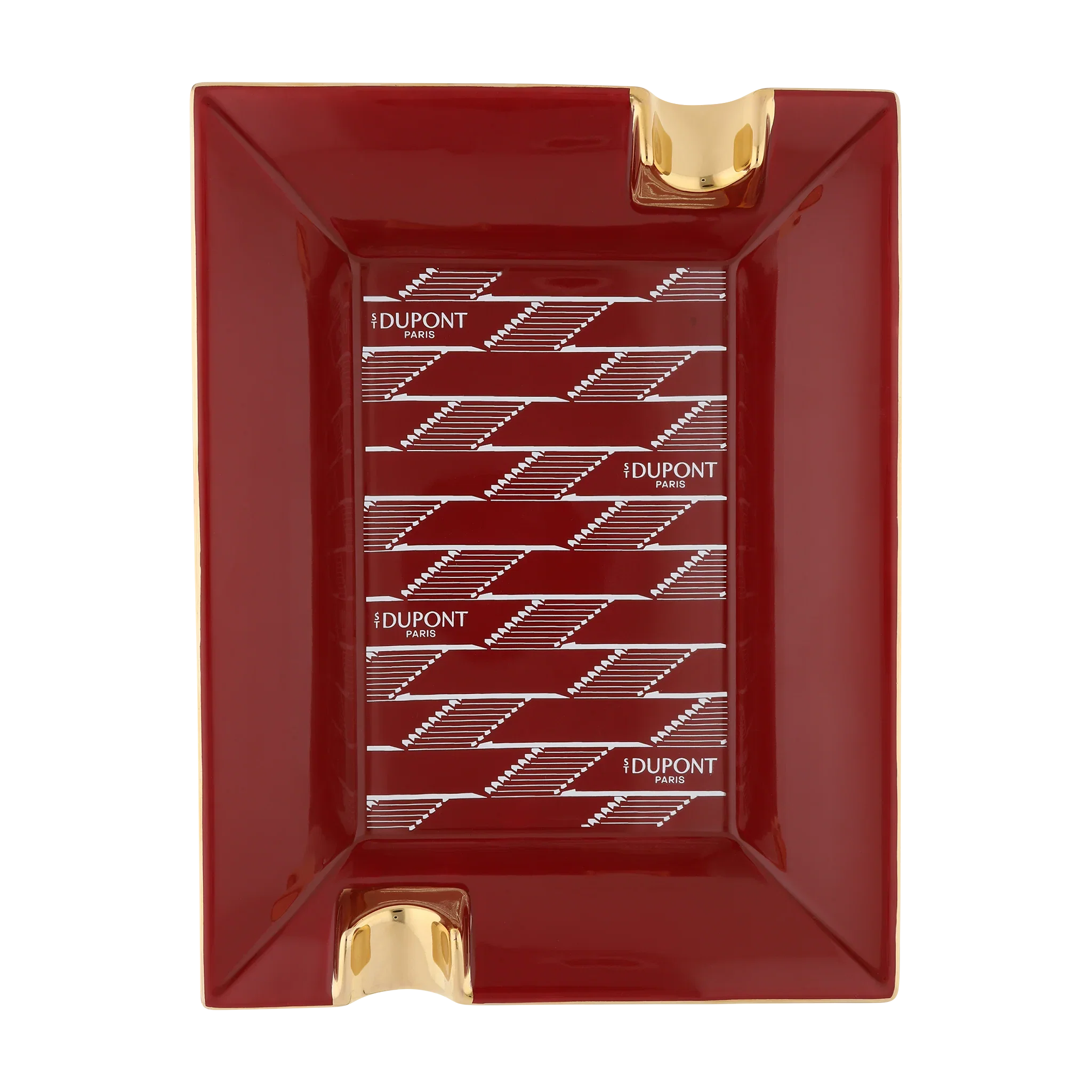 S.T. DUPONT Monogram 1872 Burgundy Porcelain Ashtray/Cendrier 006478