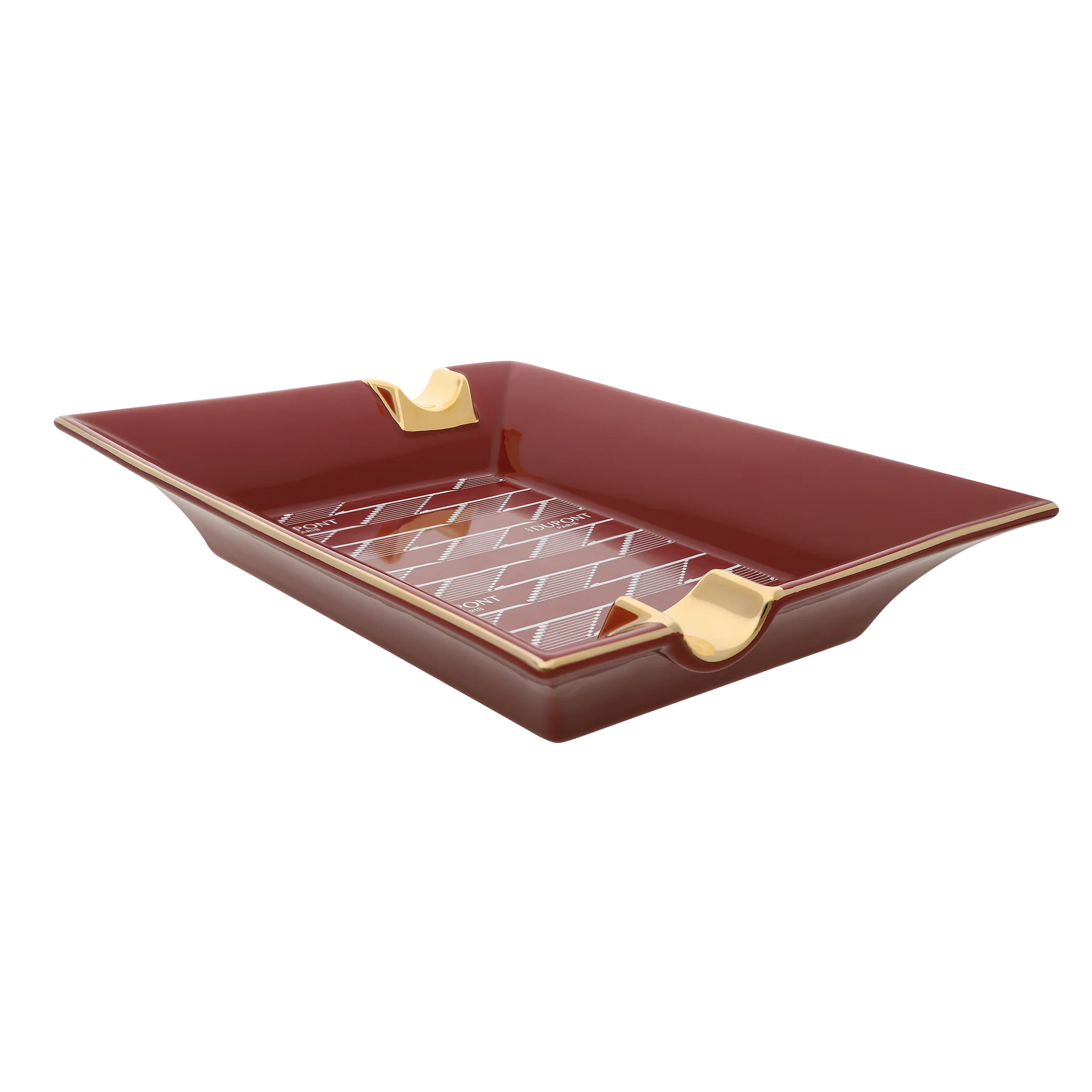 S.T. DUPONT Monogram 1872 Burgundy Porcelain Ashtray/Cendrier 006478