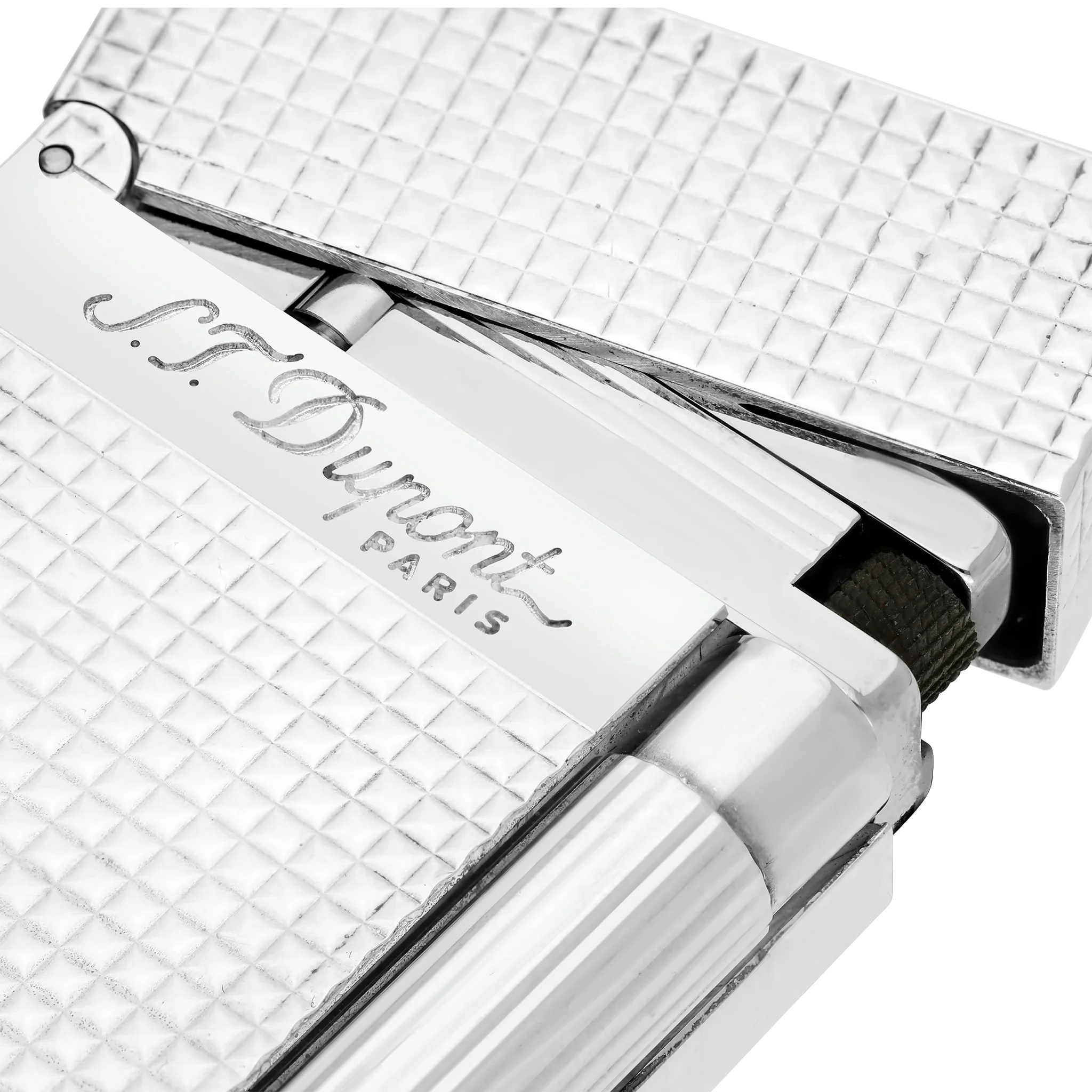 S.T. DUPONT LIGNE 2 DIAMOND HEAD SILVER LIGHTER/BRIQUET 016184