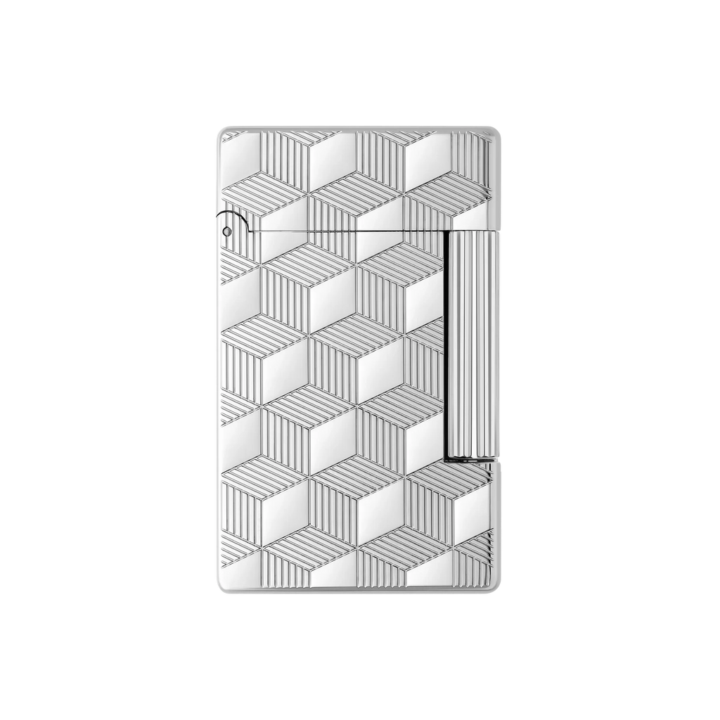 S.T. DUPONT Initial Cube Guilloche Palladium Lighter/Briquet 020840