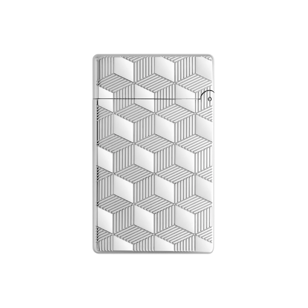 S.T. DUPONT Initial Cube Guilloche Palladium Lighter/Briquet 020840