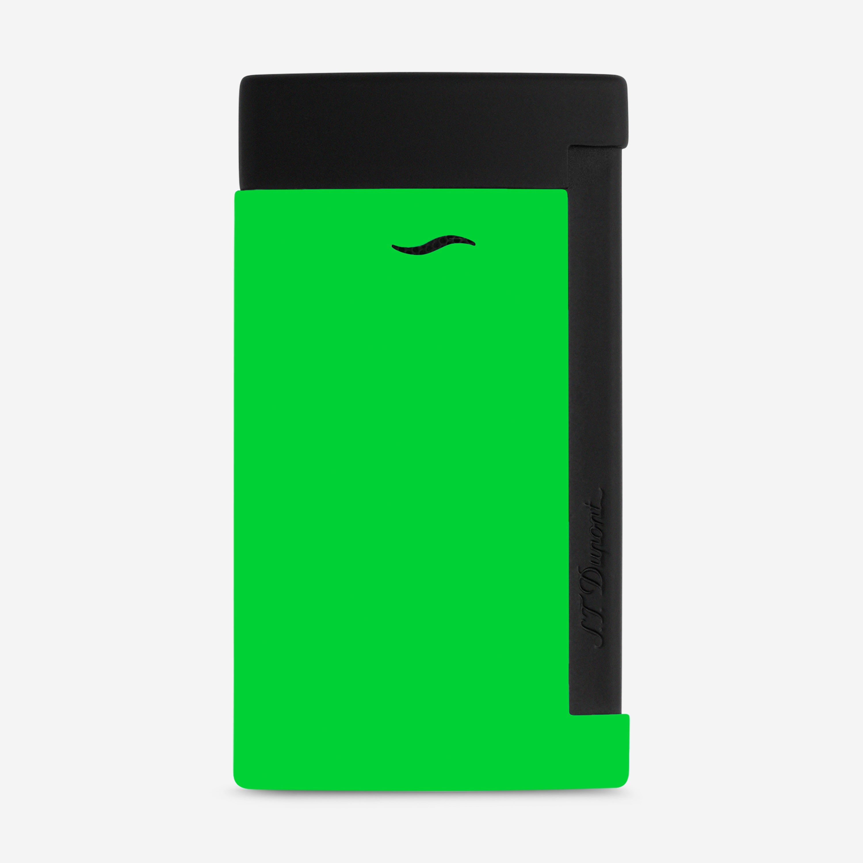 S.T. Dupont Slim 7 Fluo Neon Green Matte Black Metal Lighter 027772