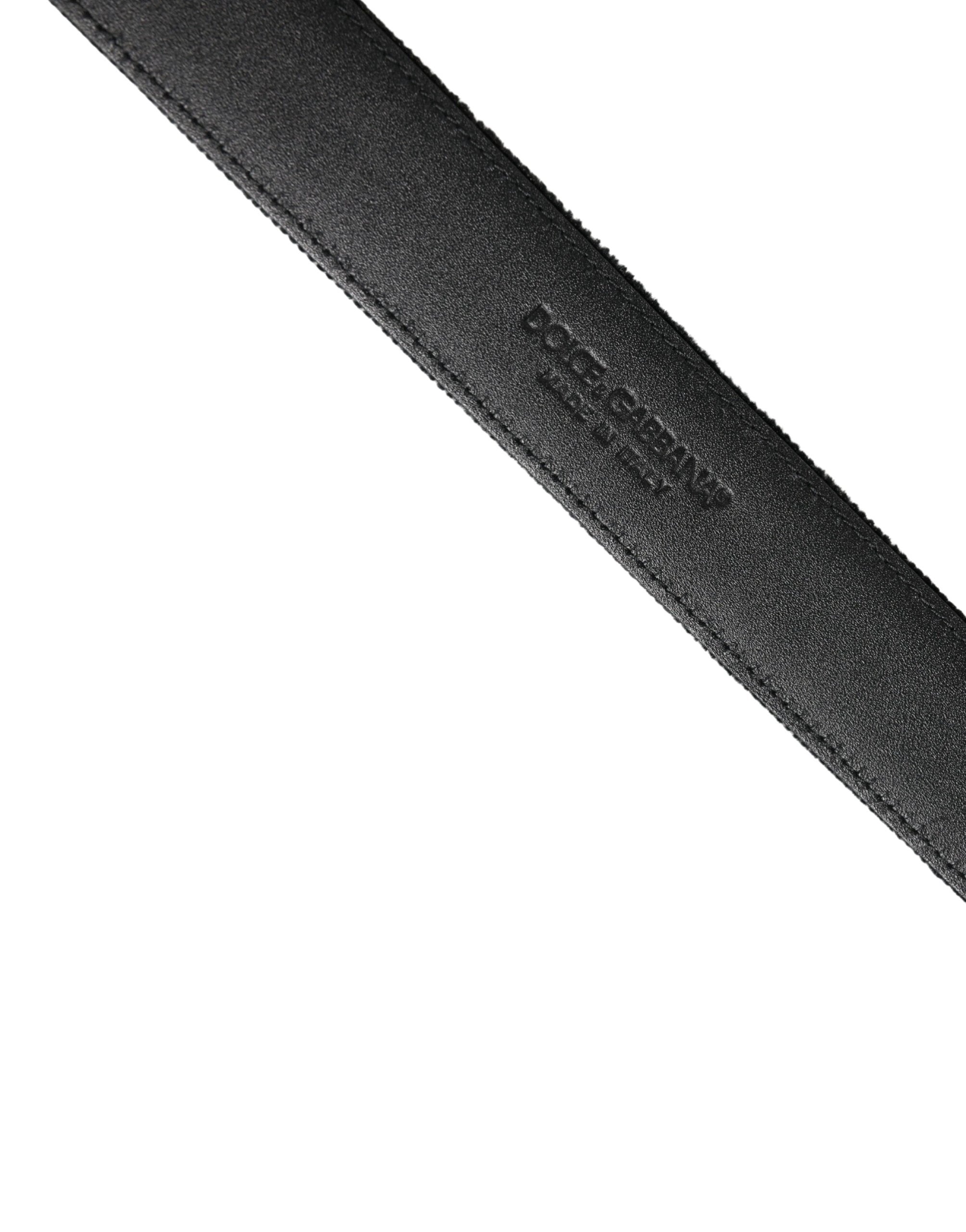 Dolce & Gabbana Black Suede Silver Tone Metal Buckle Men Belt
