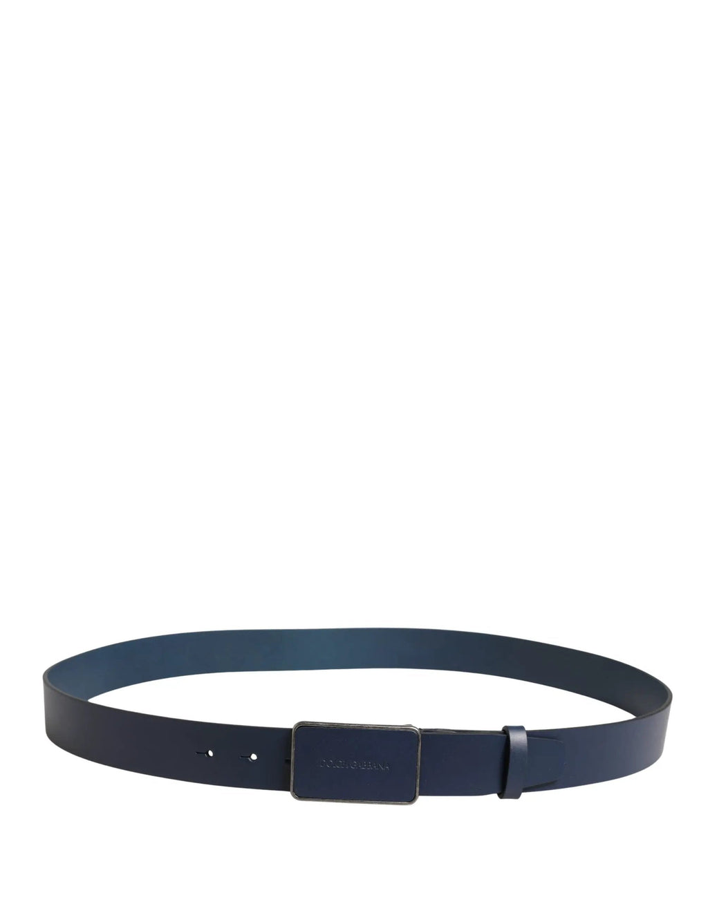 Dolce & Gabbana Blue Leather Logo Metal Buckle Men Belt
