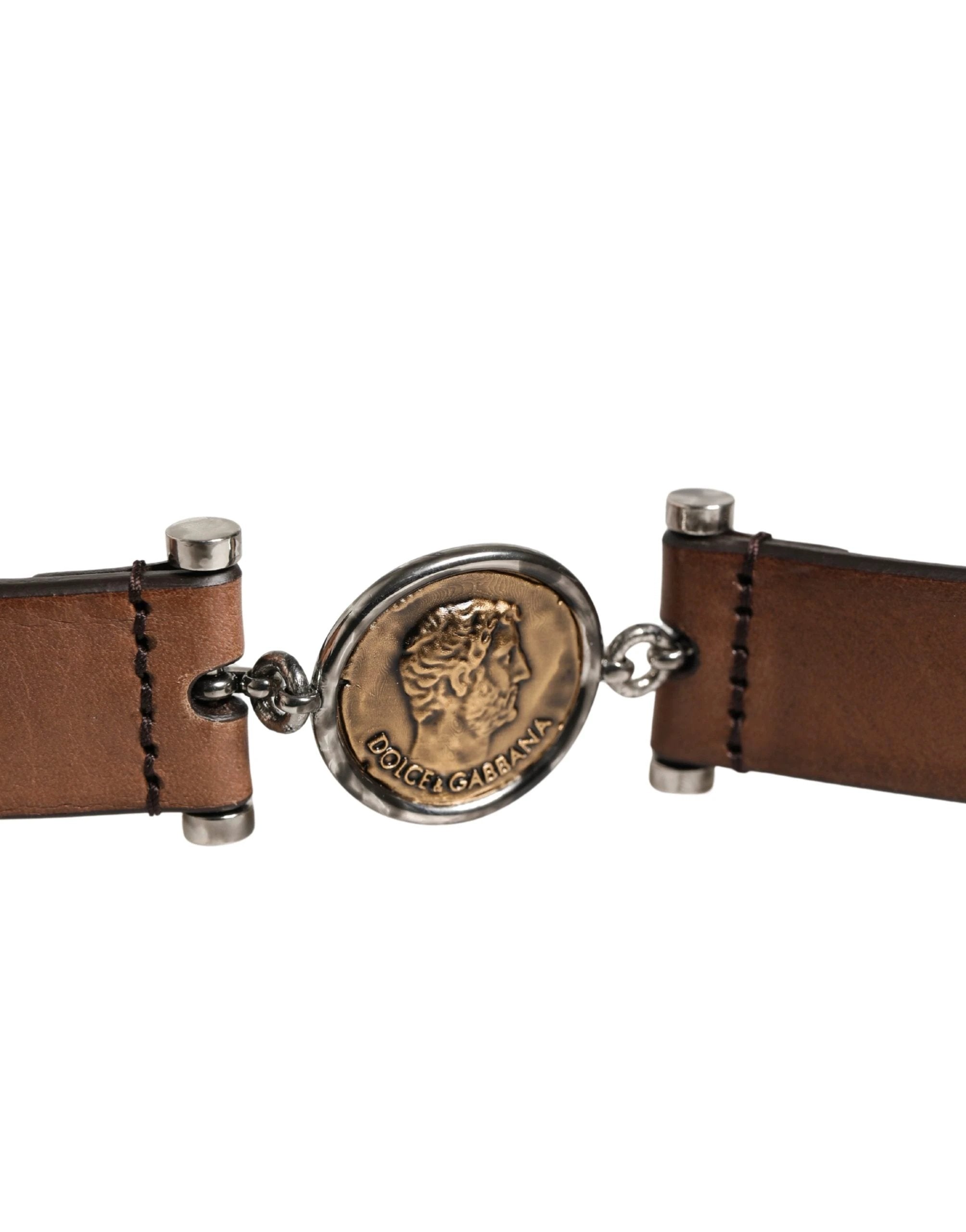 Dolce & Gabbana Men Brown Classic Leather Metal Buckle Belt