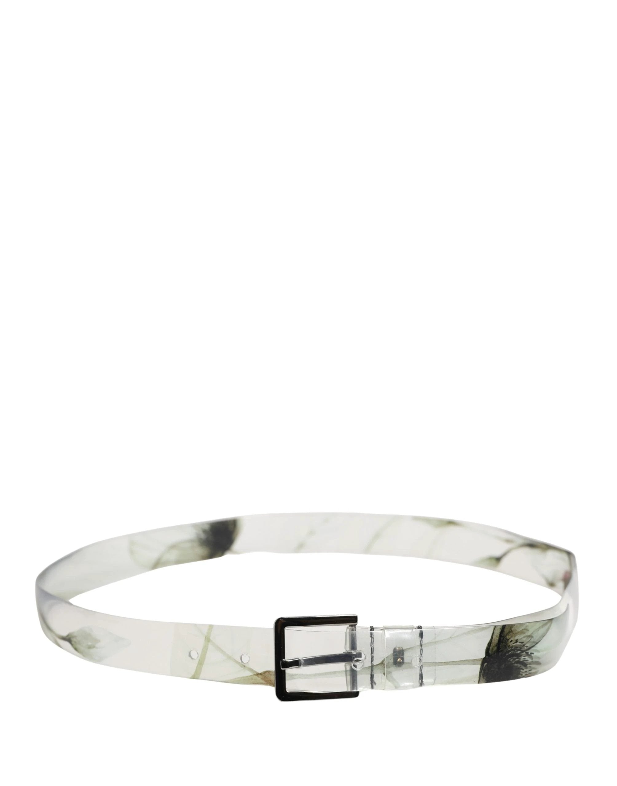 Dolce & Gabbana Men White Floral PVC Silver Metal Buckle Belt