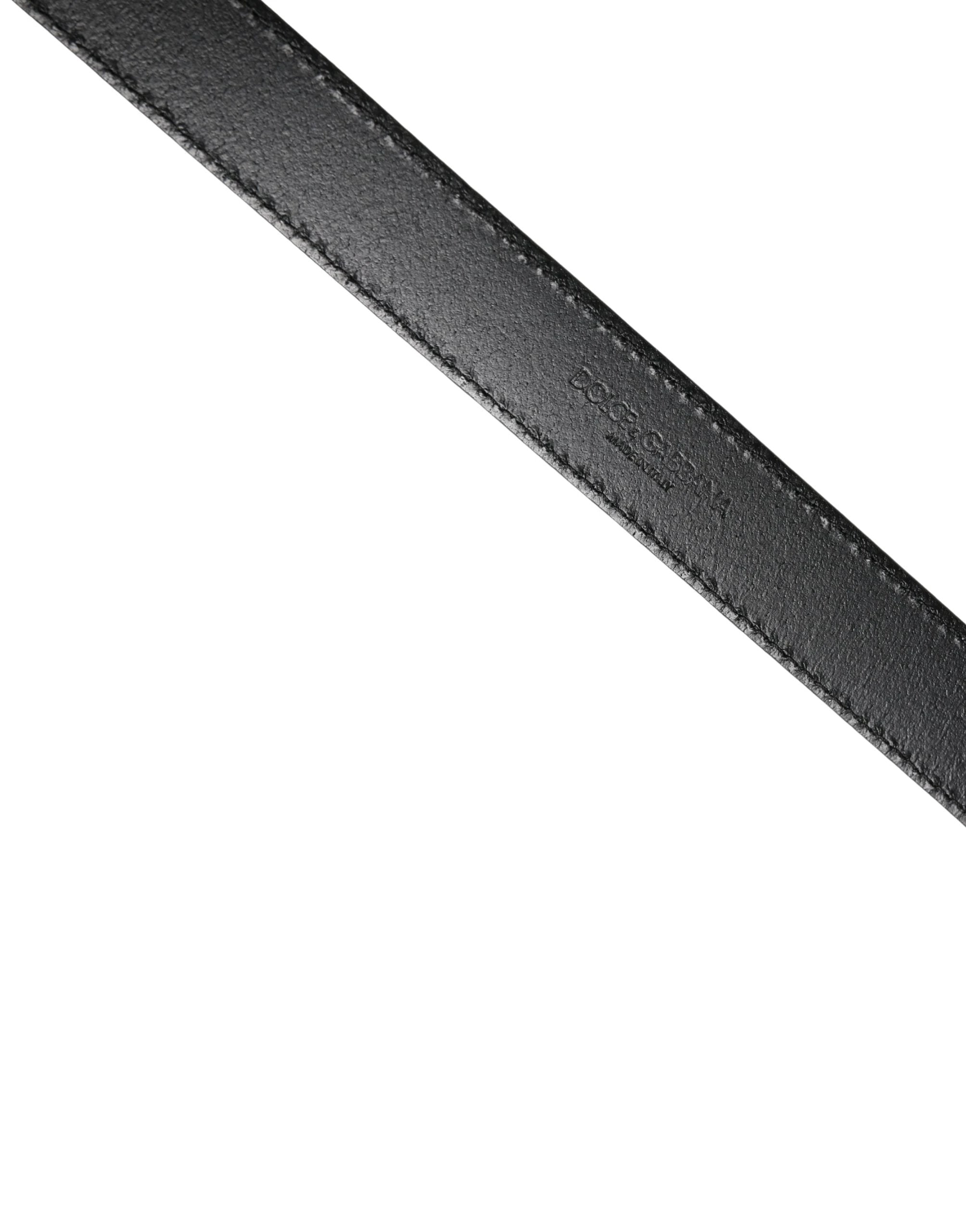 Dolce & Gabbana Men Black Classic Leather Square Buckle Belt