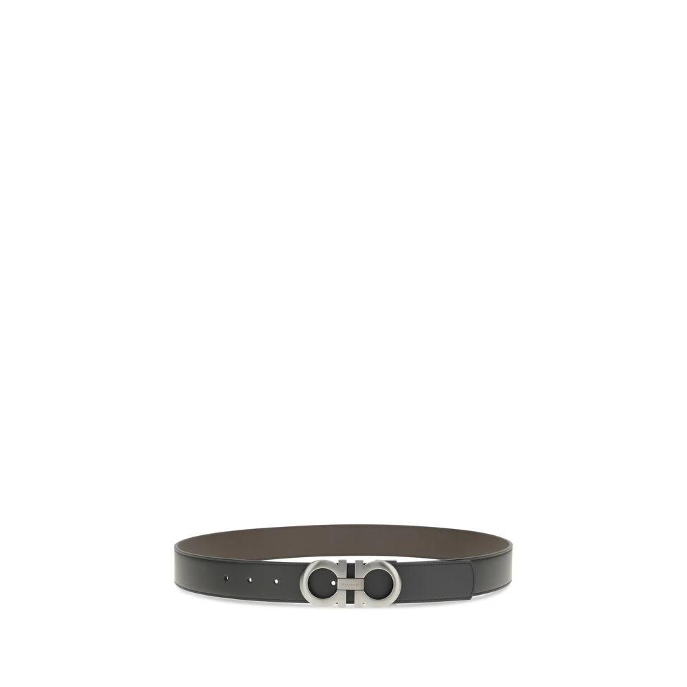 Ferragamo Black Calf Leather Bos Taurus Regular Belt