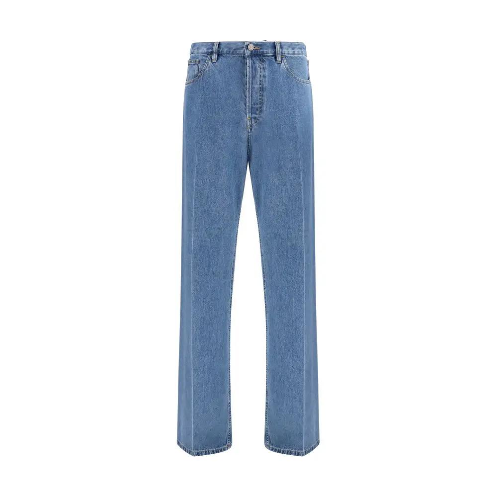 Valentino Garavani Blue Cotton Straight-Leg Jeans