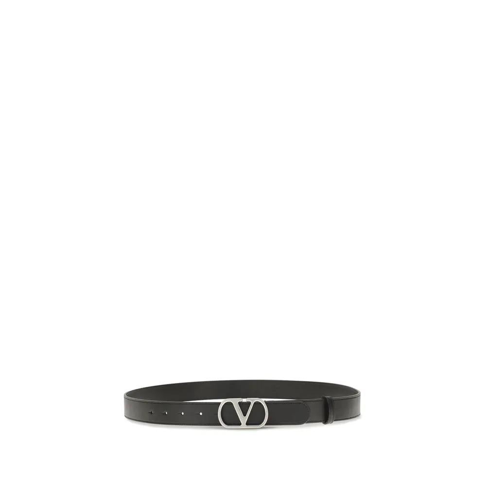 Valentino Garavani Black Calf Leather Bos Taurus Regular Belt