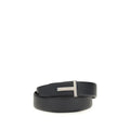 Tom Ford Black Calf Leather Bos Taurus Belt