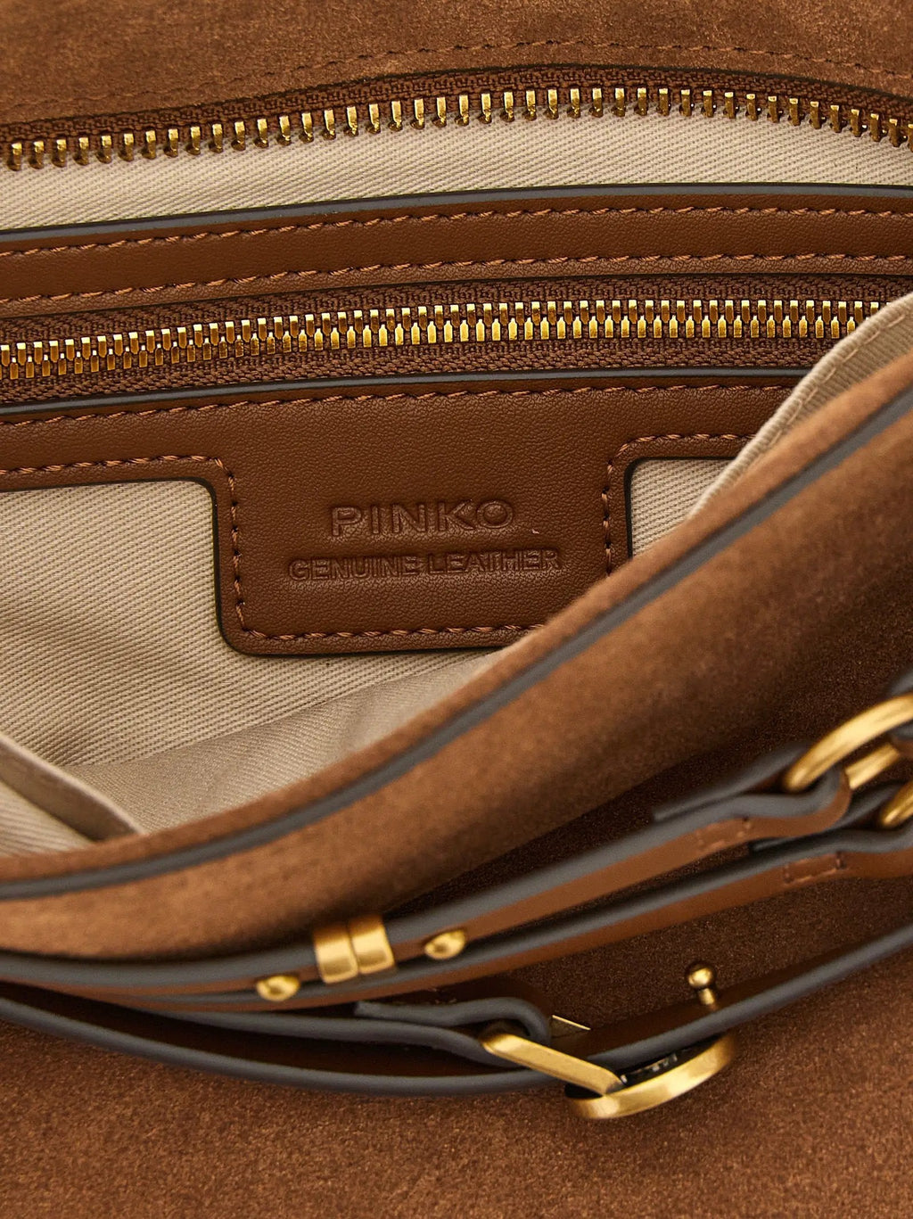 PINKO Brown Lamb Leather Shoulder Bag