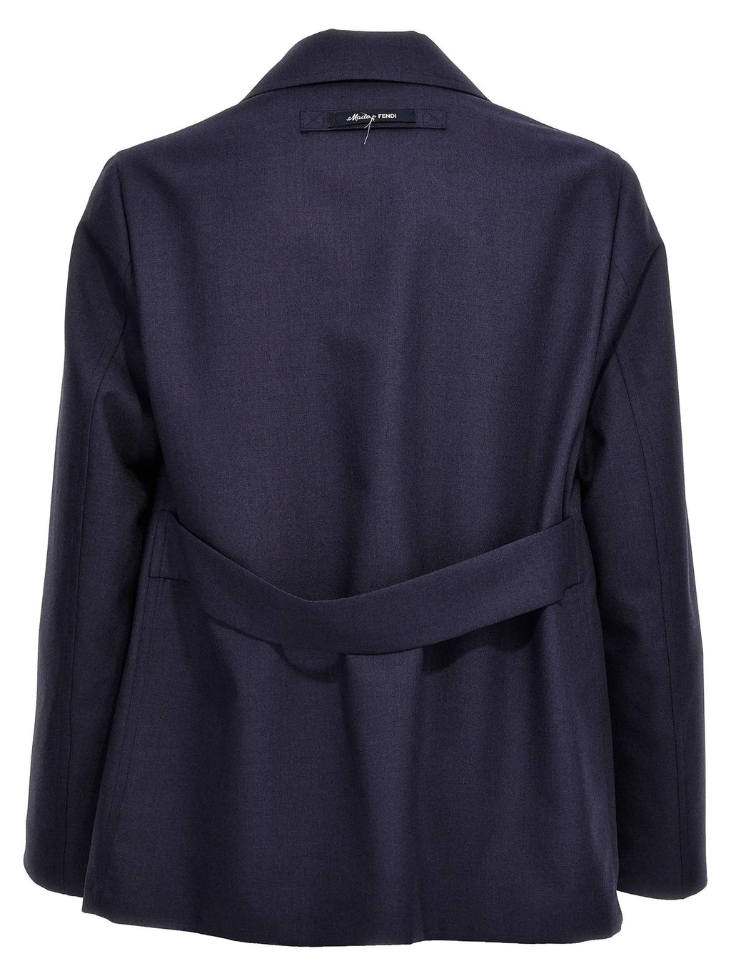 Fendi Blue Virgin Wool Full-Length Jacket