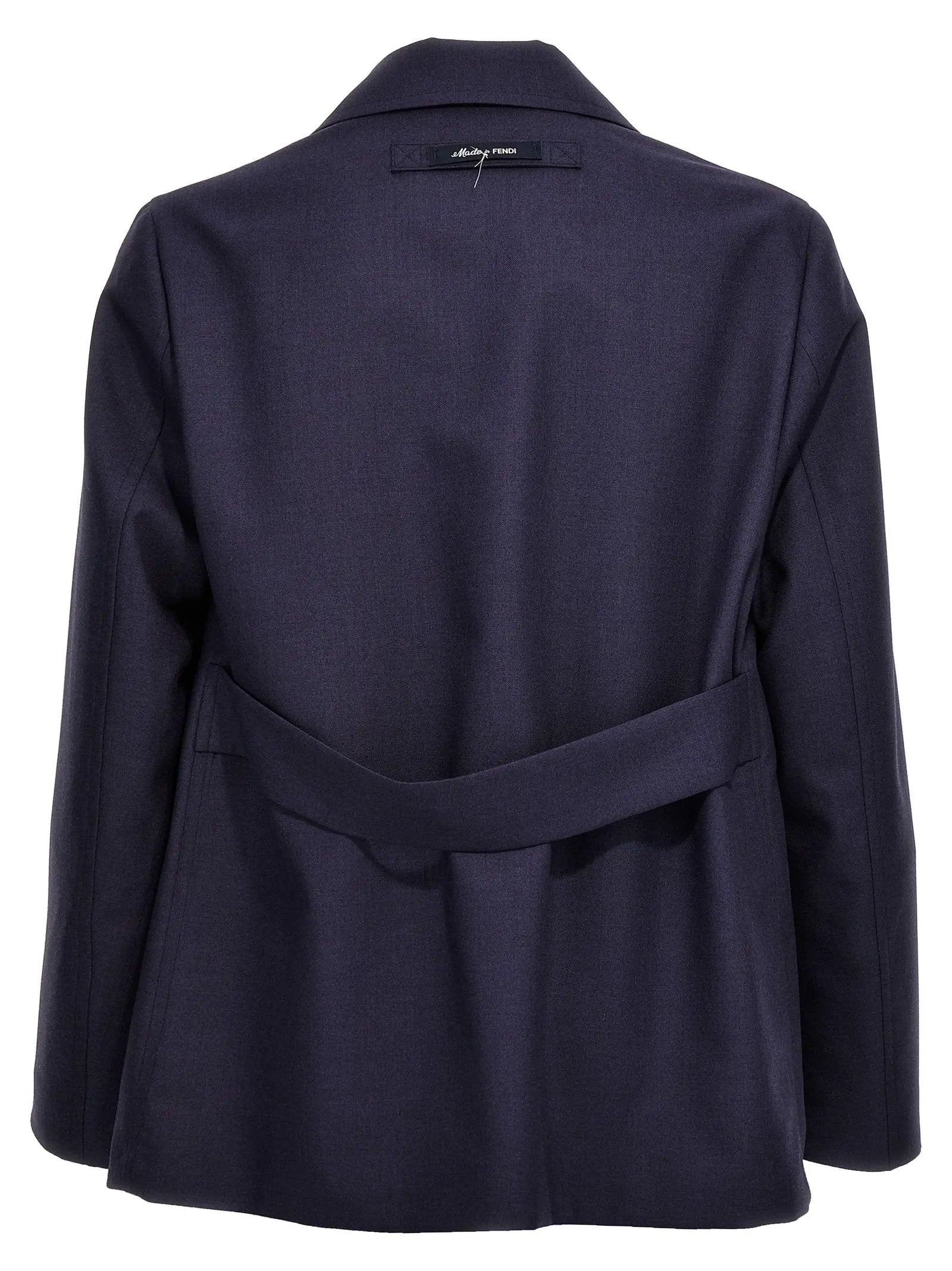 Fendi Blue Virgin Wool Full-Length Jacket