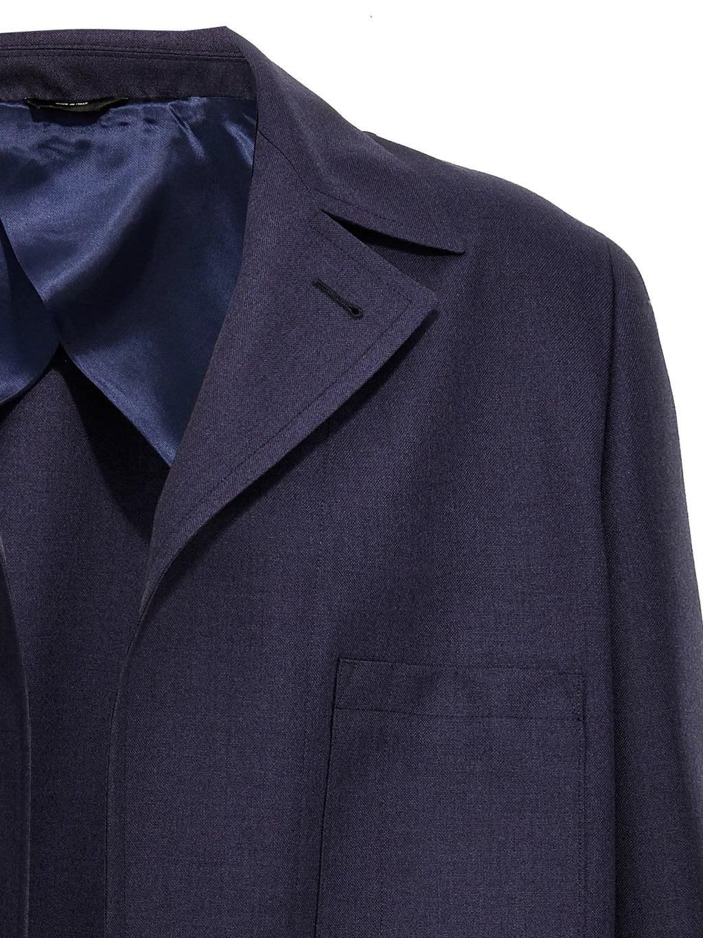 Fendi Blue Virgin Wool Full-Length Jacket