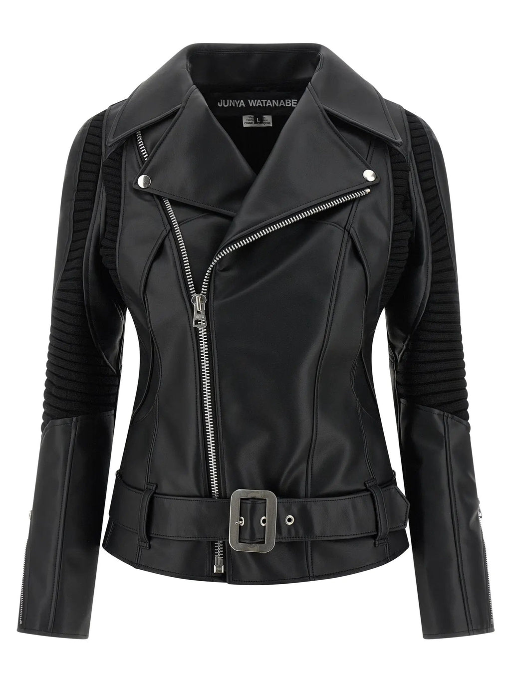 Junya Watanabe Black Artificial Leather Biker Jacket