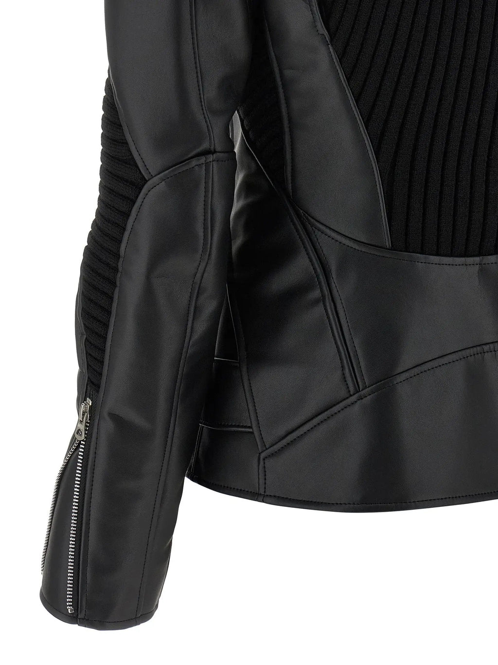 Junya Watanabe Black Artificial Leather Biker Jacket