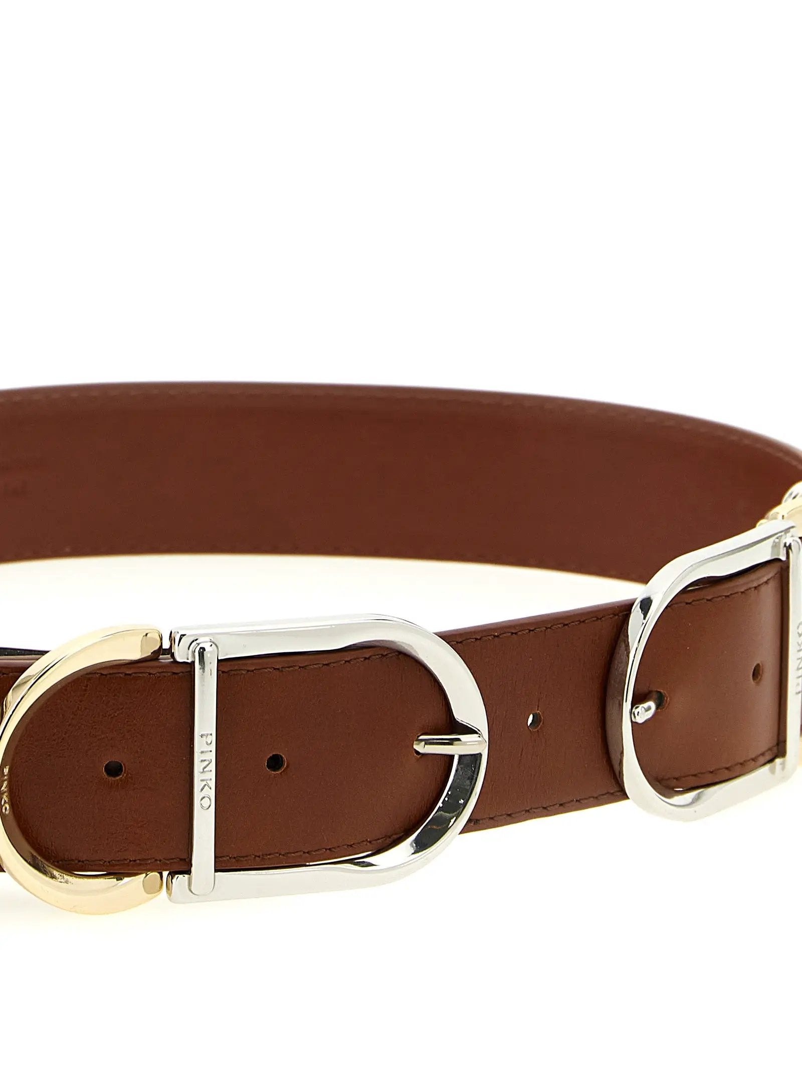 PINKO Brown Lamb Leather Regular Belt