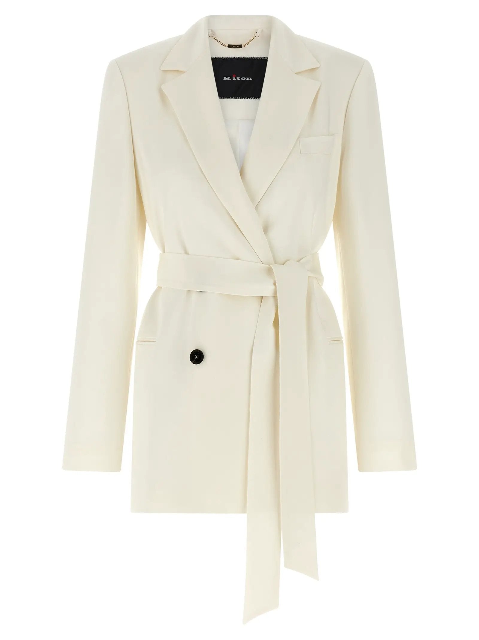 Kiton White Silk Blazer