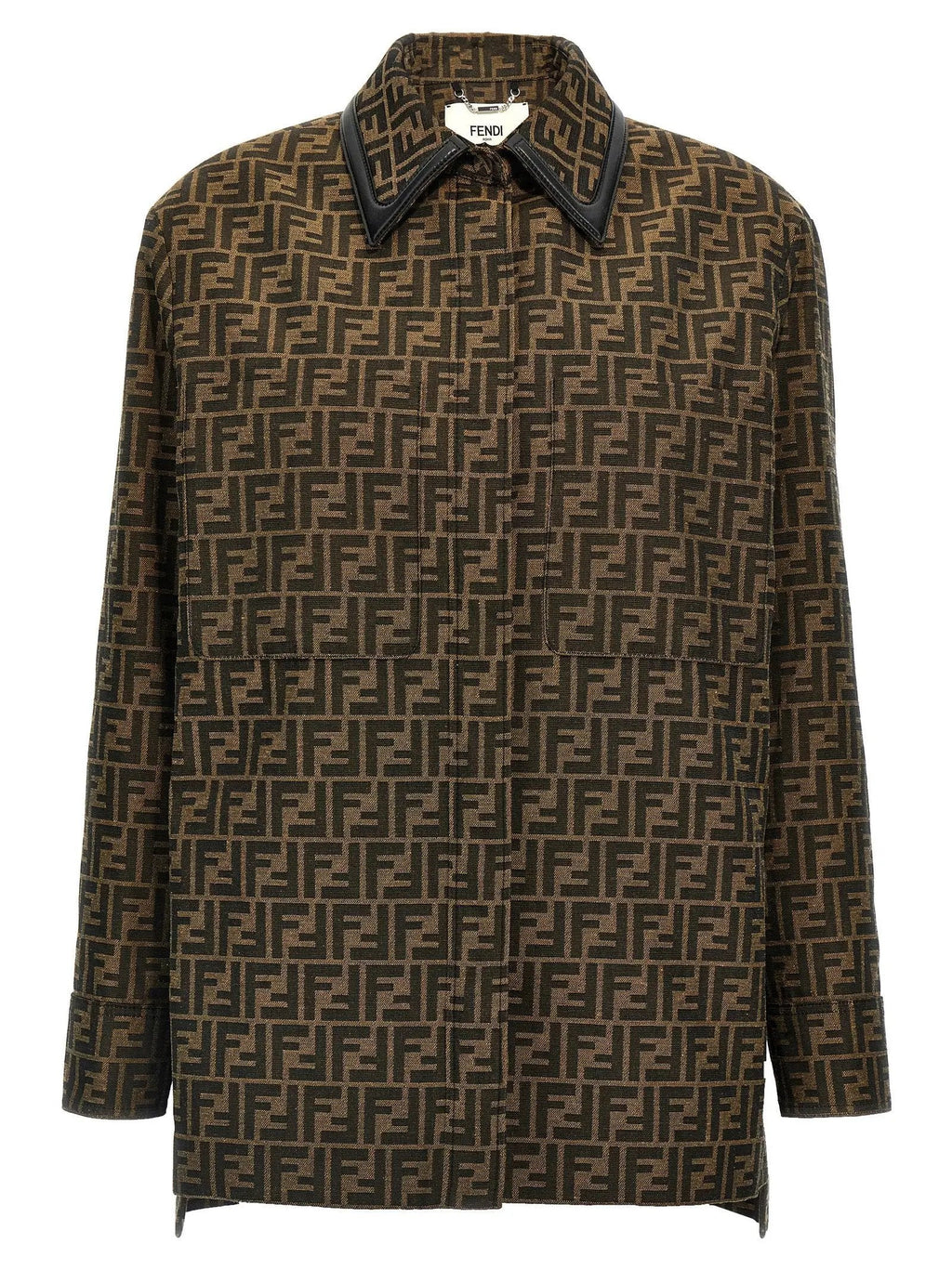 Fendi Brown Polyester Leather Jacket