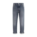 Brunello Cucinelli Gray Cotton Straight-Leg Jeans