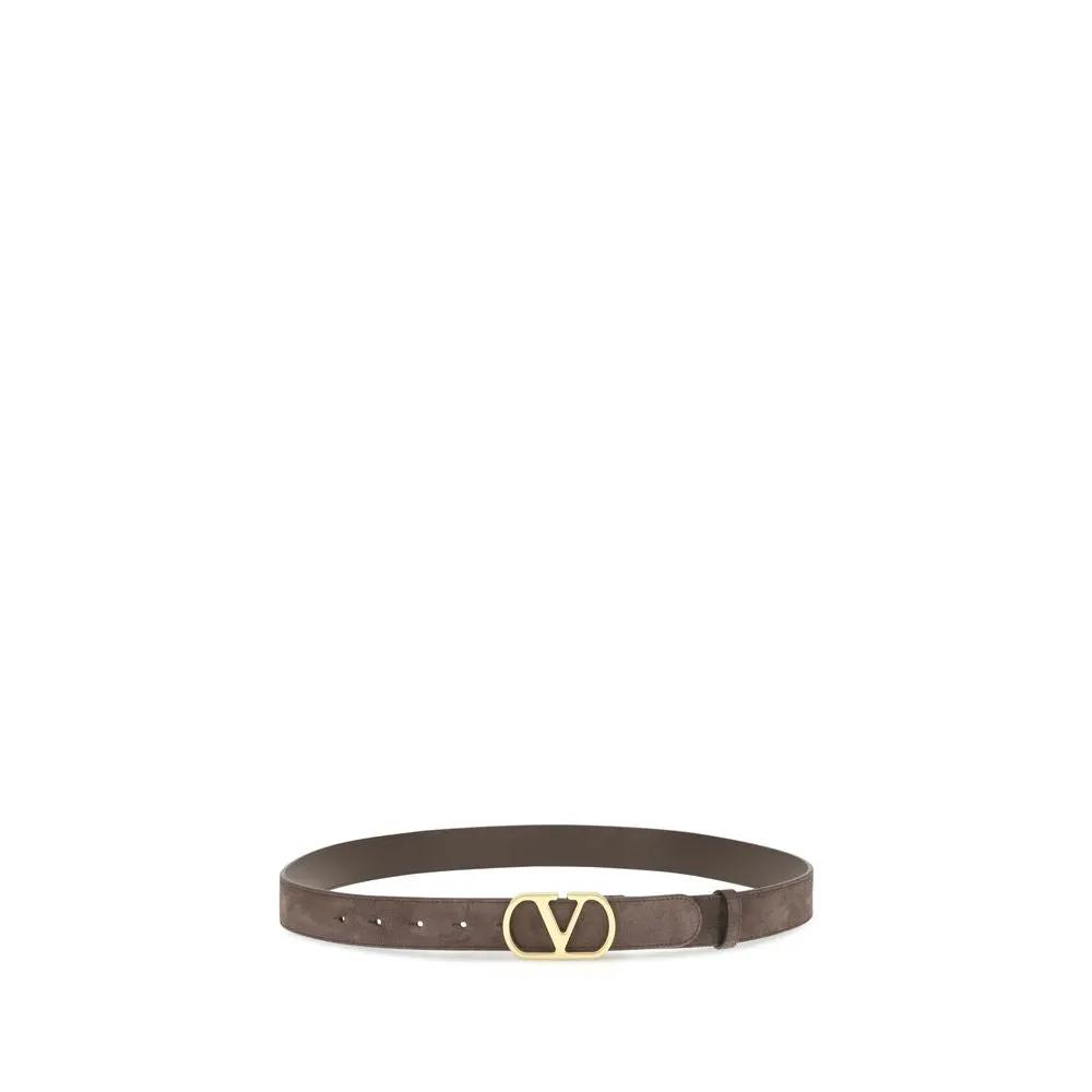 Valentino Garavani Brown Suede Leather Belt