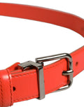 Dolce & Gabbana Red Leather Silver Metal Buckle Cintura Belt