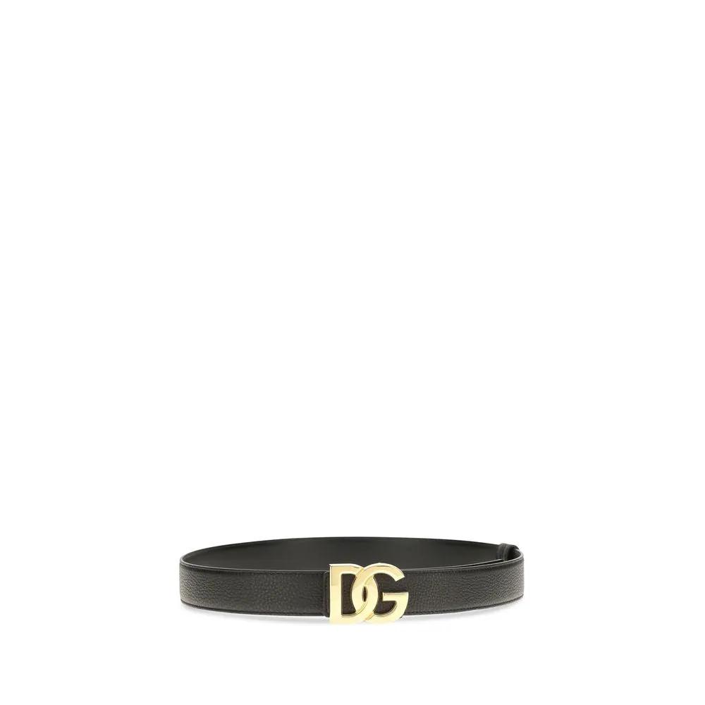 Dolce & Gabbana Black Calfskin Leather Belt