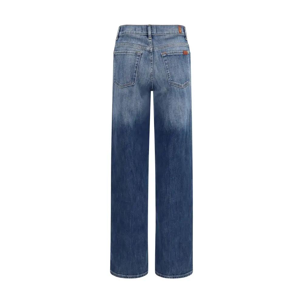 7FOR Blue Cotton Straight-Leg Jeans