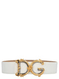 Dolce & Gabbana White Calfskin High-Waist Belt