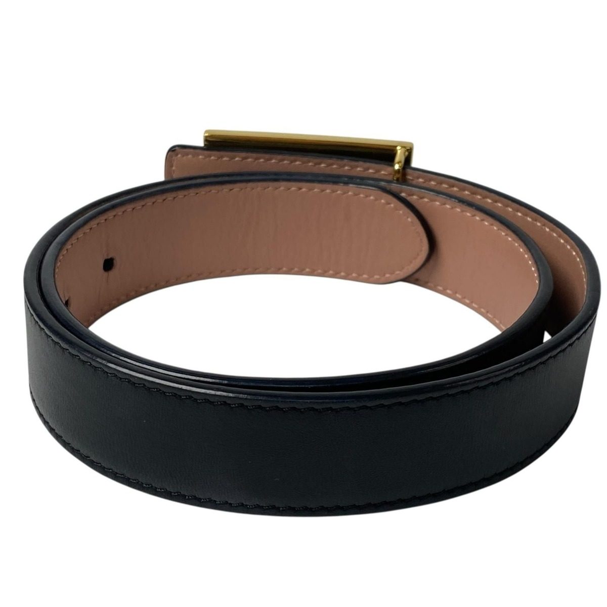 Fendi FF Leather Belt Buckle Black