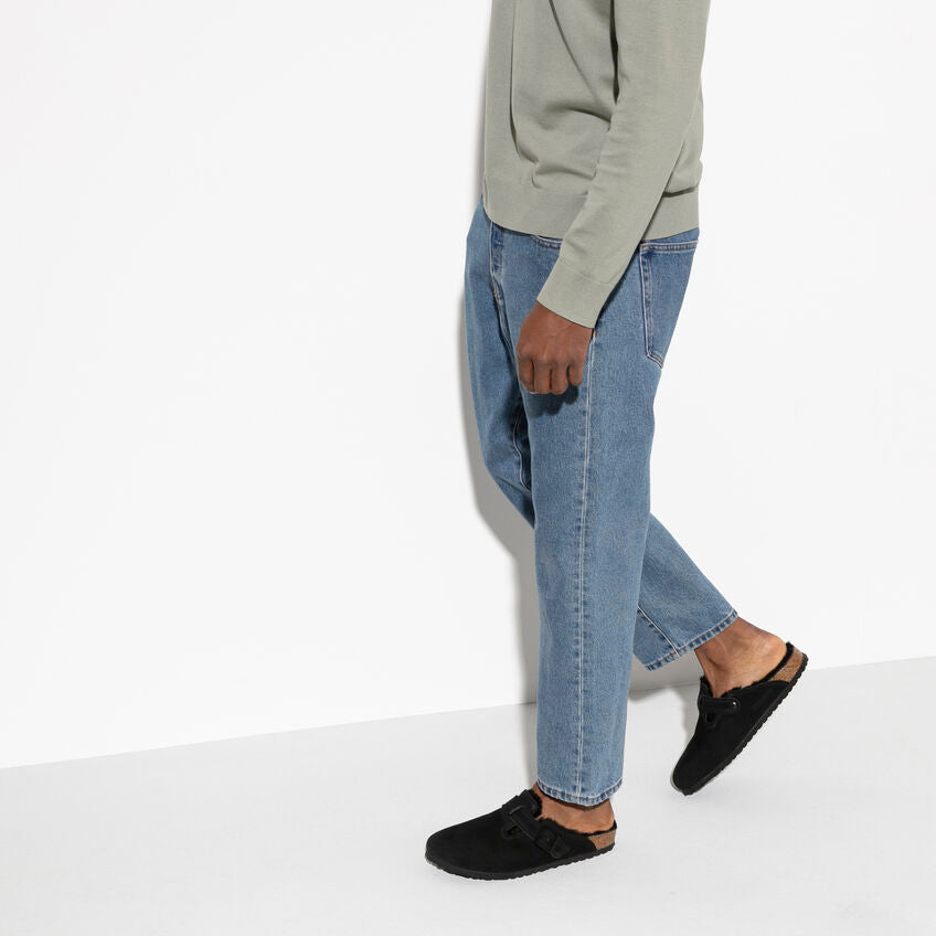 Unisex Boston Shearling Suede Leather Black Medium/Narrow