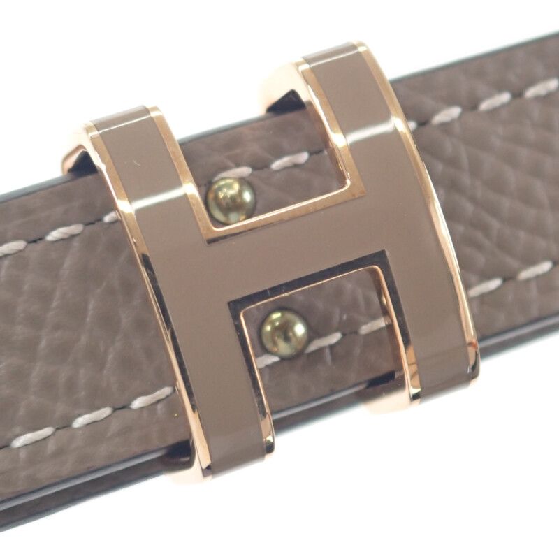 Hermes Pop H 15 Belt Veau Epsom Etoupe Brown Pink Gold Hardware