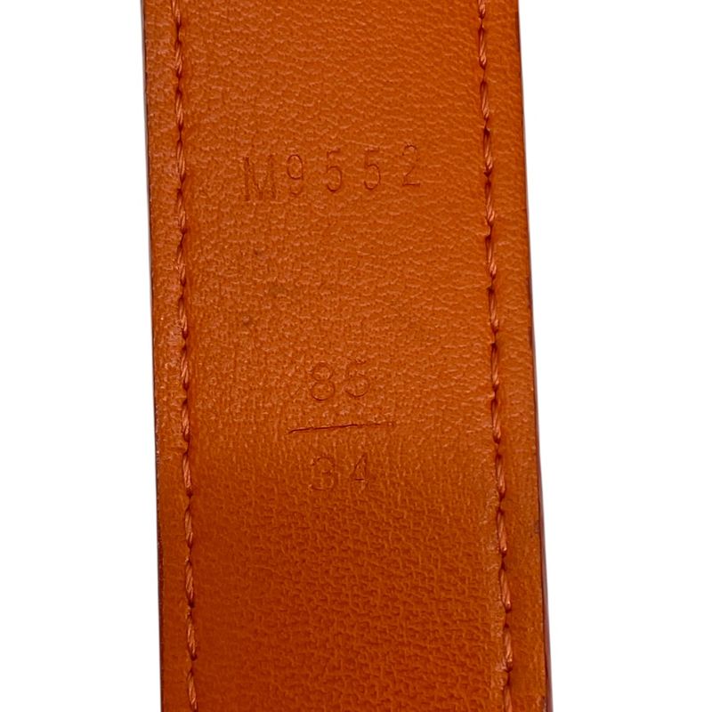 Louis Vuitton Epi Belt Accessories Logo Leather Orange Silver M9552