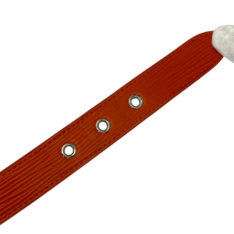 Louis Vuitton Epi Belt Accessories Logo Leather Orange Silver M9552