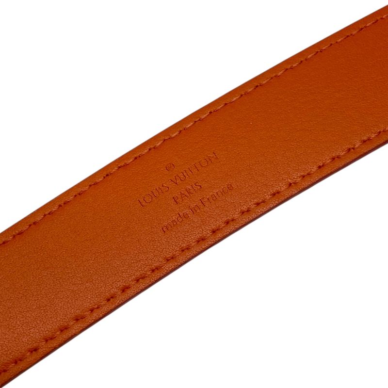 Louis Vuitton Epi Belt Accessories Logo Leather Orange Silver M9552