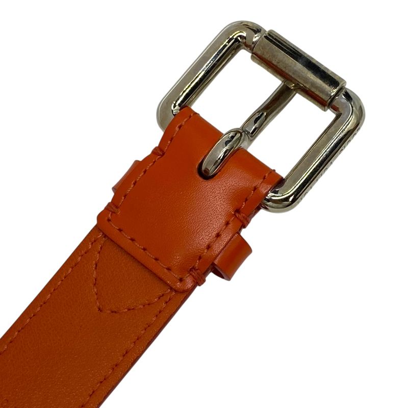 Louis Vuitton Epi Belt Accessories Logo Leather Orange Silver M9552