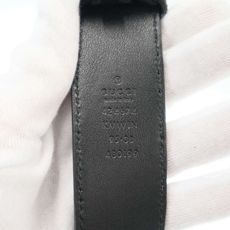 Gucci GG Kaleido Leather Belt Black Beige 95-38