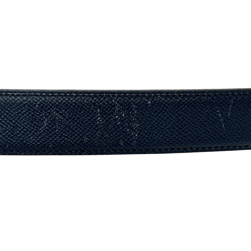 Hermes Belt Street H Leather Navy Gray Reversible