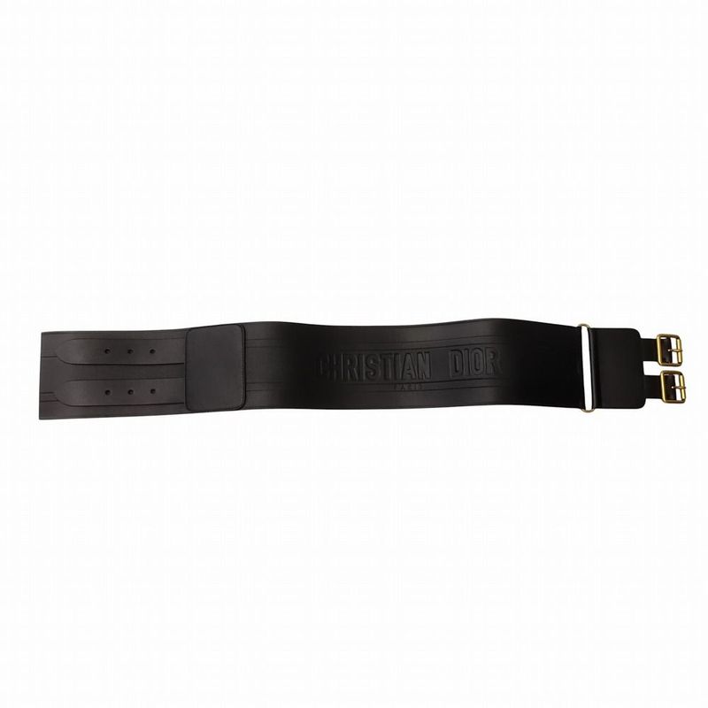 Christian Dior Logo Belt Corset Leather Double Waist Gold Hardware TNT