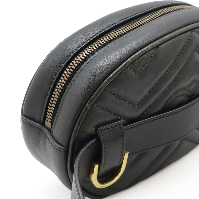 Gucci GG Marmont Belt Bag Body Waist Pouch Quilted Leather Black