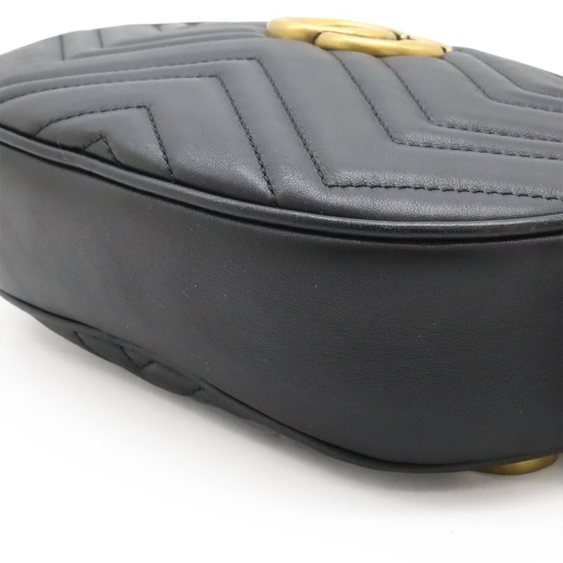 Gucci GG Marmont Belt Bag Body Waist Pouch Quilted Leather Black