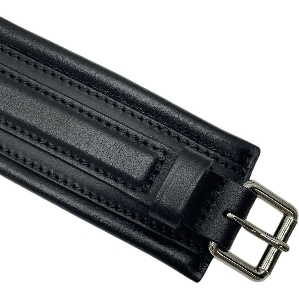 Gucci Interlocking Chain Belt Choker Black Leather Silver