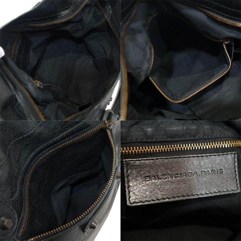 Balenciaga The Town Handbag 2-Way Leather Black Gold
