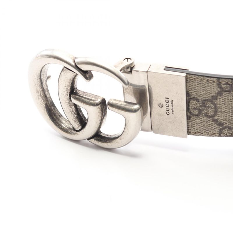 Gucci Belt Double GG Supreme Beige Black Leather