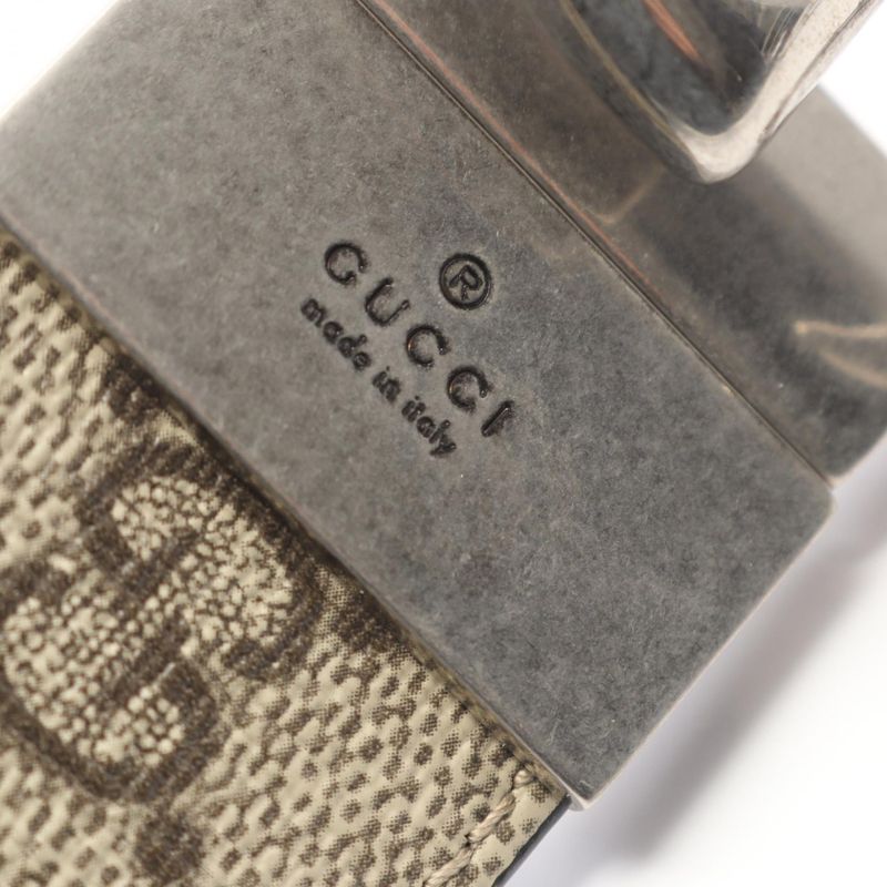 Gucci Belt Double GG Supreme Beige Black Leather