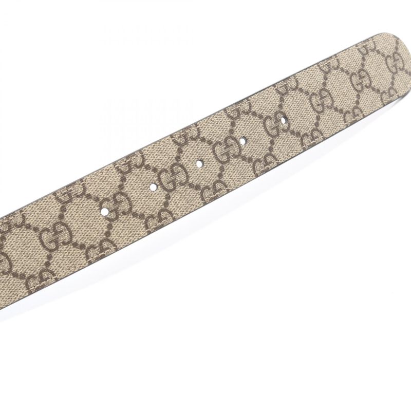 Gucci Belt Double GG Supreme Beige Black Leather