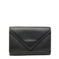 Balenciaga Paper Mini Wallet Trifold Compact Black Leather